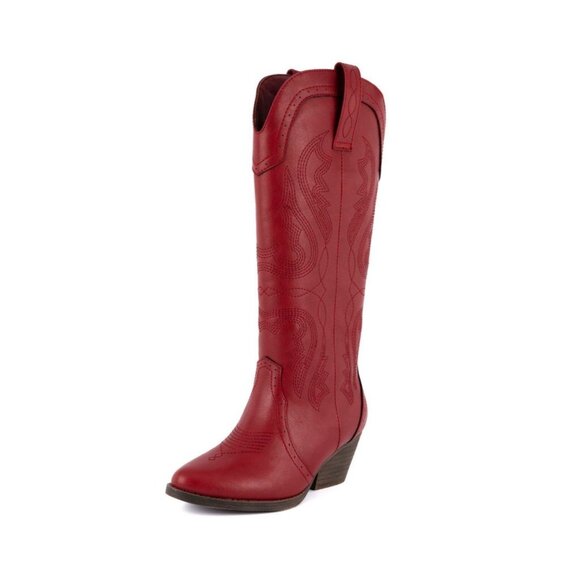 Sugar Womens Two Step Tall Western Almond Toe Pull On Boots Red Size 9.5M NIB - Picture 4 of 7